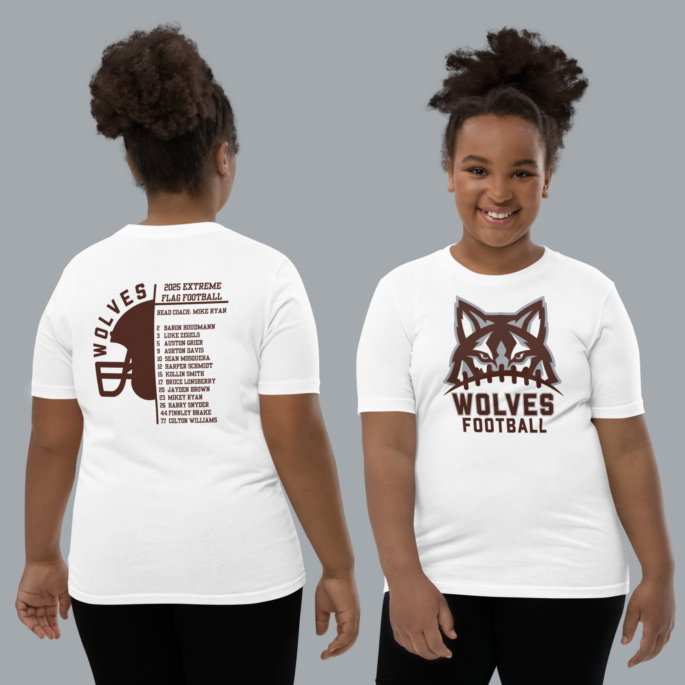 Youth Wolves Shirt with Roster on Back