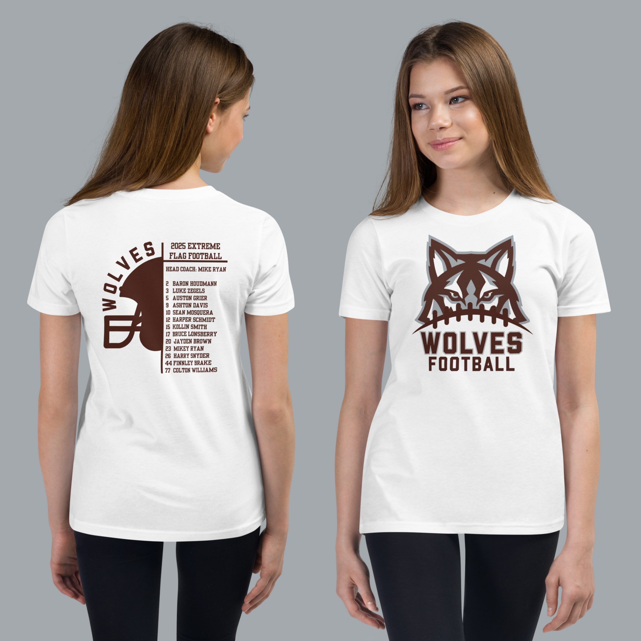 Youth Wolves Shirt with Roster on Back